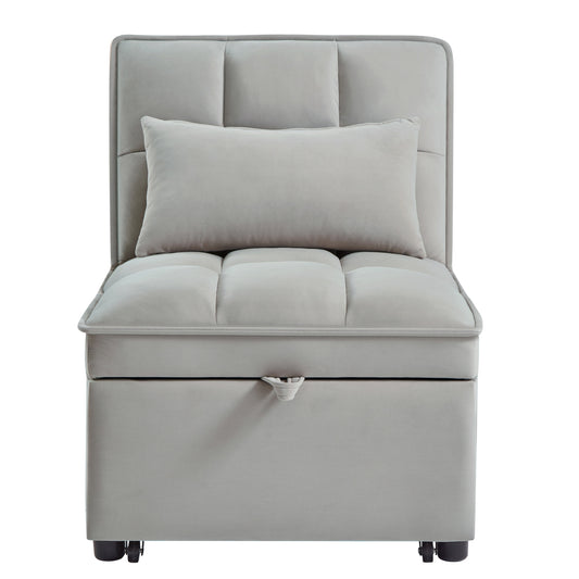 Bybafun Gray Contemporary/Modern Velvet Sofa bed