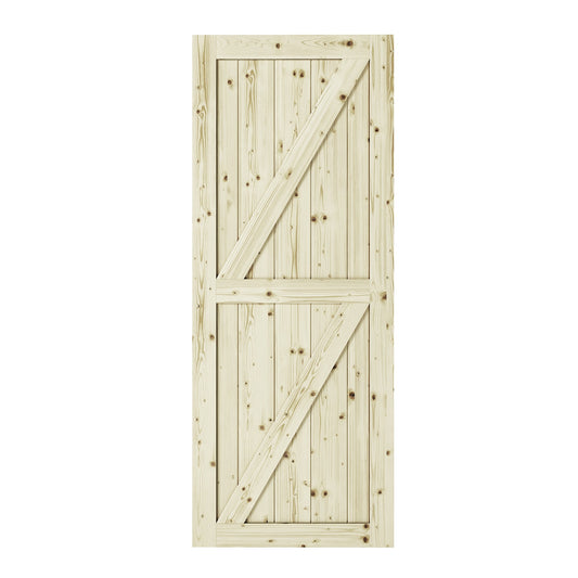 RELIABILT 42-in x 84-in Natural Unfinished Z-frame Pine Wood Solid core Single Barn Door (Hardware Not Included)