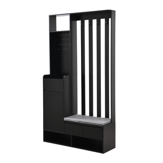 Flynama Modern 39.3-in Black Wood Hall Tree