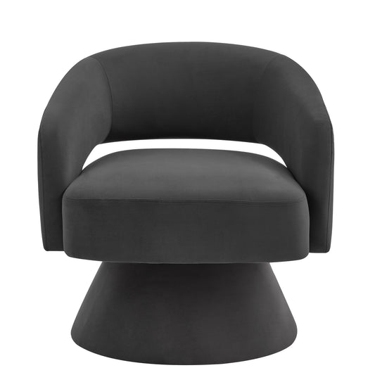 Bybafun Modern Gray Velvet Swivel Barrel Chair