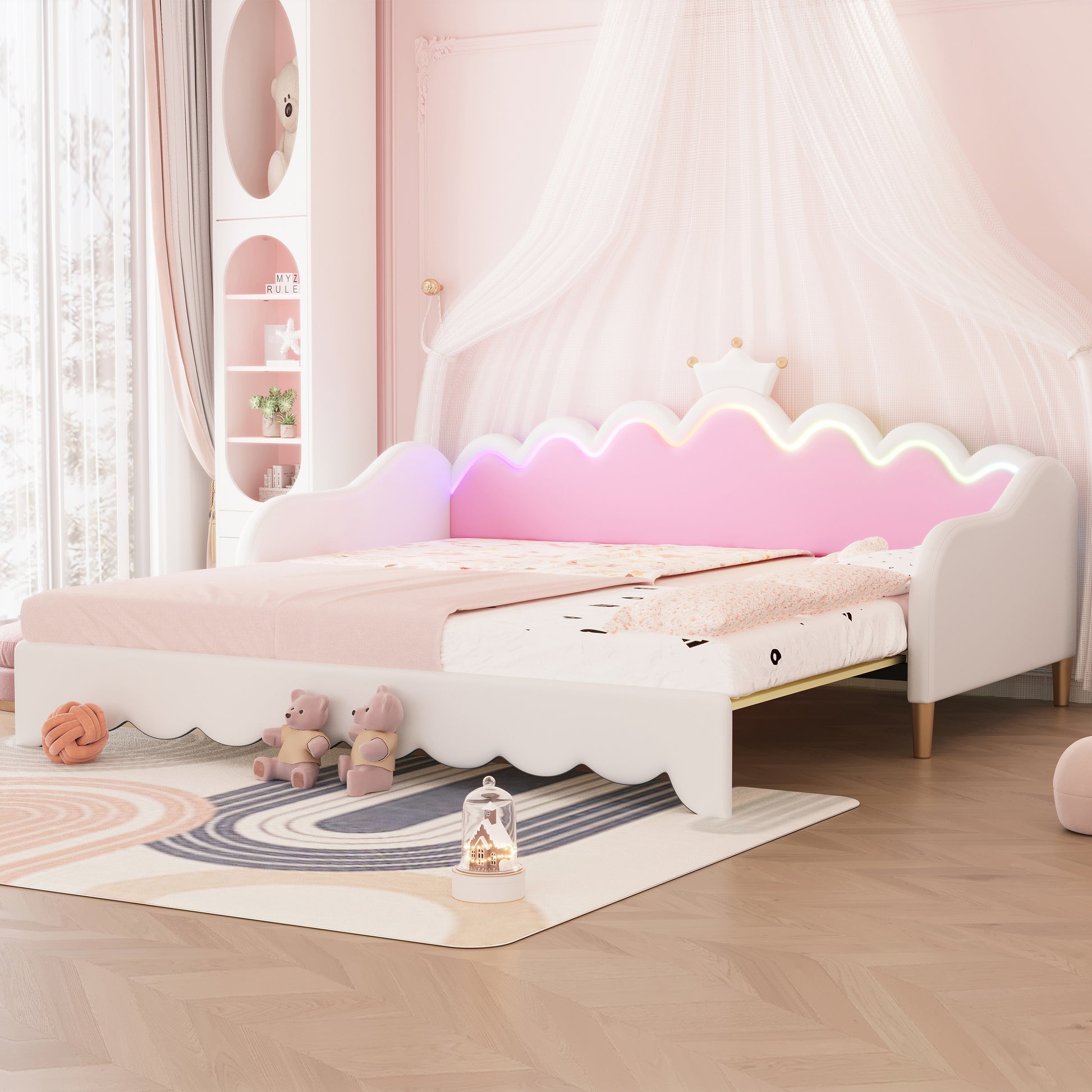 ModernLuxe Twin white Wood Platform Bed with Headboard