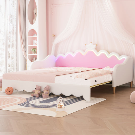 ModernLuxe Twin white Wood Platform Bed with Headboard