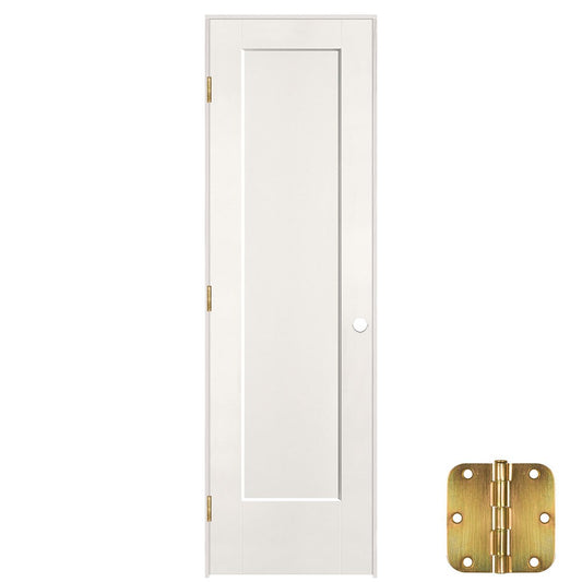 Masonite 24-in x 80-in Snowstorm Solid core 1-panel square Right hand Smooth Prefinished Molded composite Flat Jamb Single Prehung Interior Door