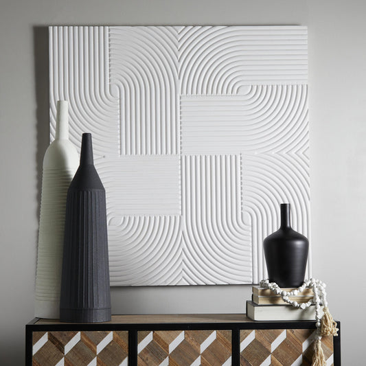 CosmoLiving by Cosmopolitan 48-Inches W x 48-Inches H Wood Handmade Carved Minimalist Abstract Wall sculpture