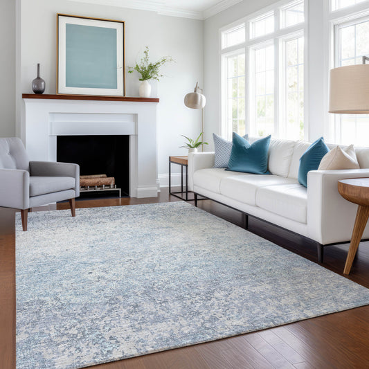 Addison Rugs Mayfield AMF36BL 9 x 12 (ft) Loomed Blue Rectangular Indoor Abstract Machine washable Pet Friendly Area rug