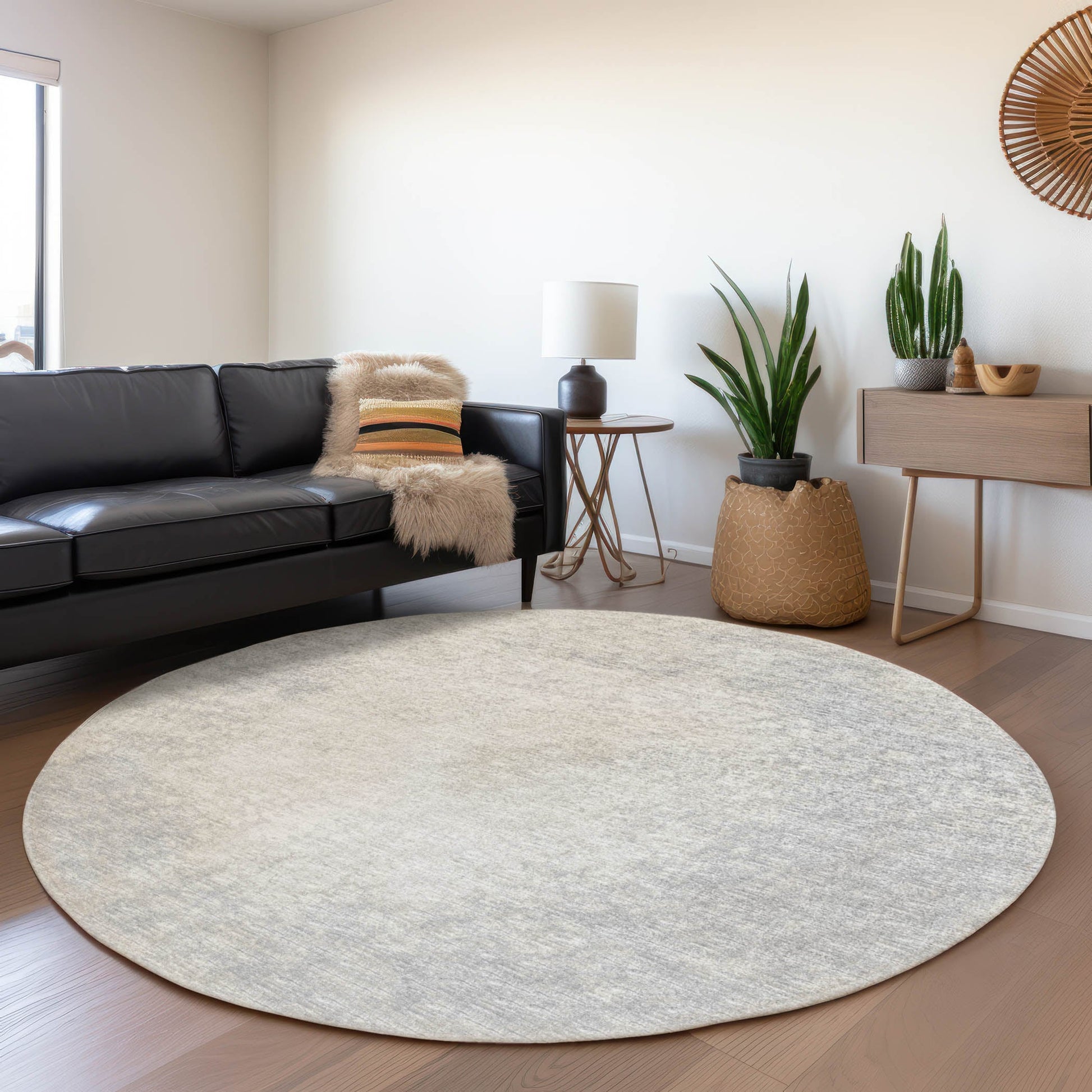 Addison Rugs Mayfield AMF34GY 8 x 8 (ft) Loomed Gray Round Indoor Abstract Machine washable Pet Friendly Area rug