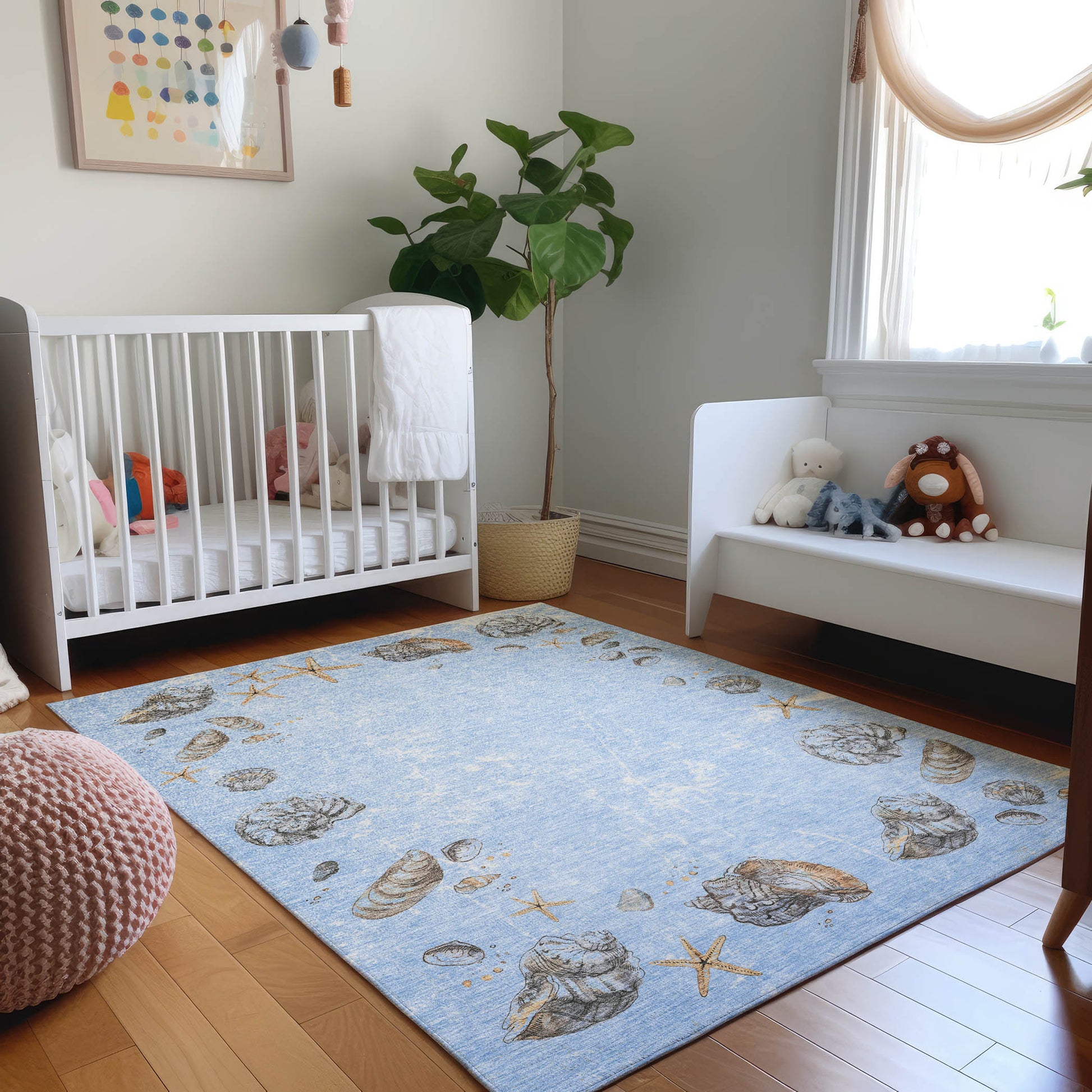 Addison Rugs Mayfield AMF188BL 8 x 10 (ft) Loomed Blue Rectangular Indoor Geometric Machine washable Pet Friendly Area rug