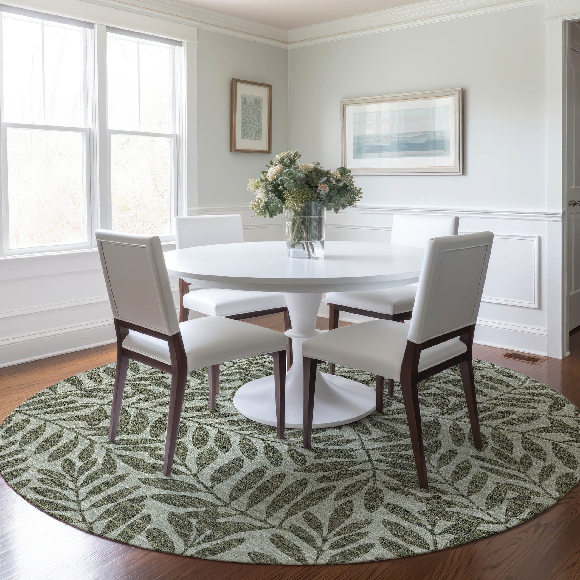 Addison Rugs Mayfield AMF111GN 8 x 8 (ft) Loomed Green Round Indoor Abstract Machine washable Pet Friendly Area rug