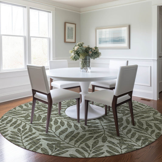 Addison Rugs Mayfield AMF111GN 8 x 8 (ft) Loomed Green Round Indoor Abstract Machine washable Pet Friendly Area rug