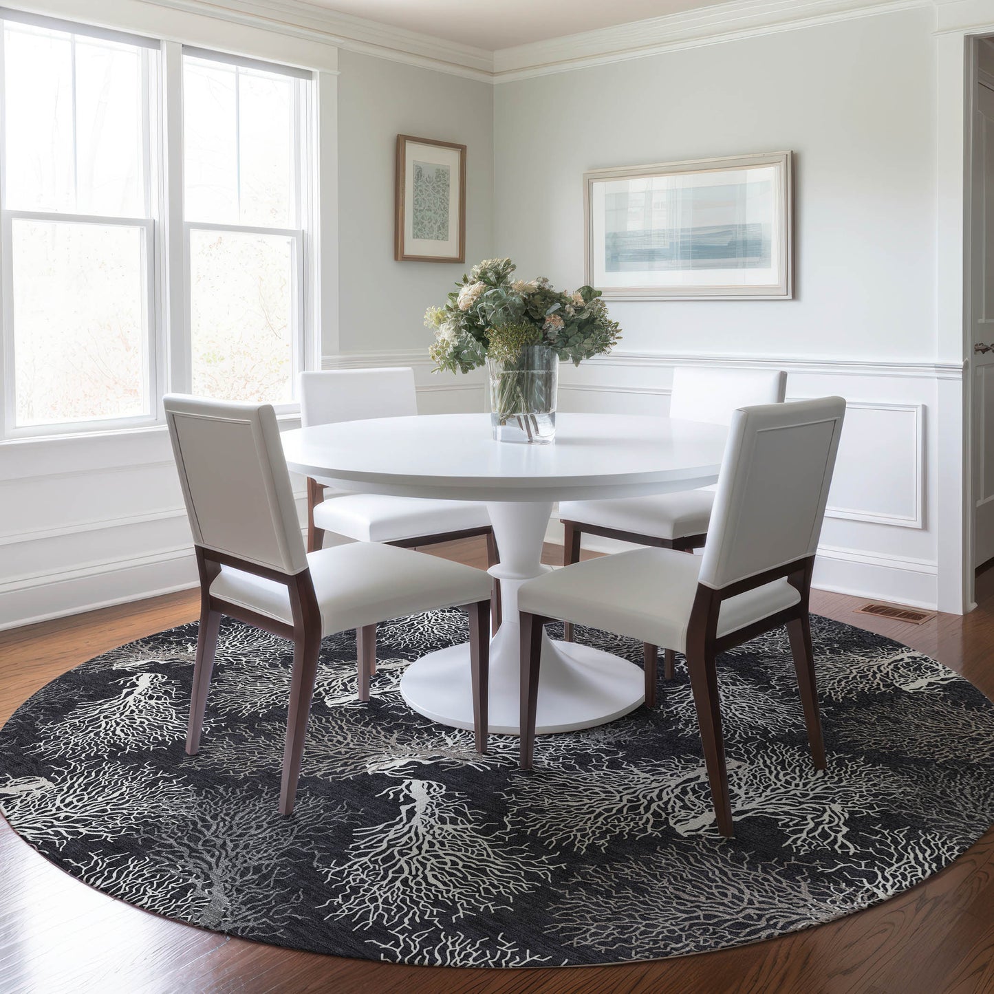 Addison Rugs Mayfield AMF182MI 8 x 8 (ft) Loomed Midnight Round Indoor Geometric Machine washable Pet Friendly Area rug