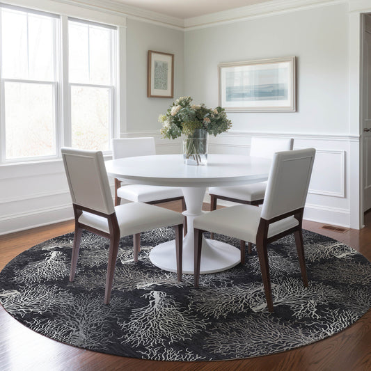 Addison Rugs Mayfield AMF182MI 8 x 8 (ft) Loomed Midnight Round Indoor Geometric Machine washable Pet Friendly Area rug