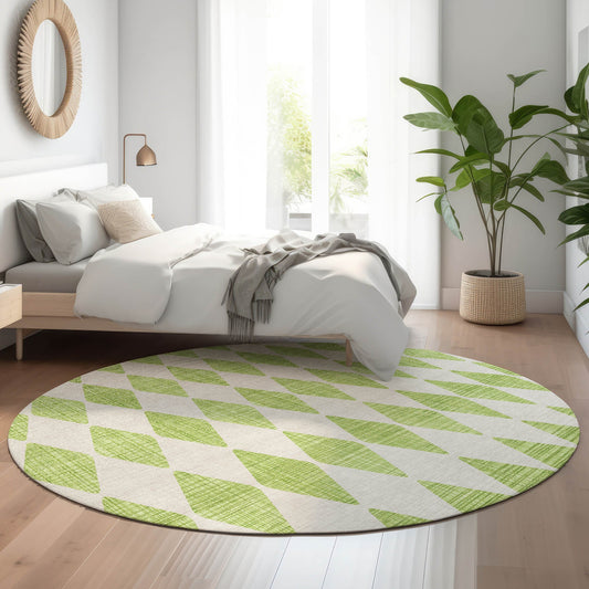 Addison Rugs Mayfield AMF578LM 8 x 8 (ft) Loomed Lime Round Indoor Geometric Machine washable Pet Friendly Area rug