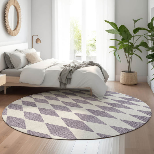 Addison Rugs Mayfield AMF578PP 8 x 8 (ft) Loomed Purple Round Indoor Geometric Machine washable Pet Friendly Area rug