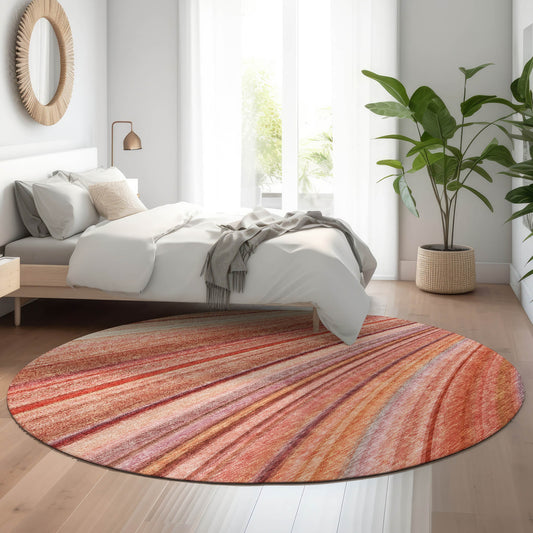 Addison Rugs Mayfield AMF585TR 8 x 8 (ft) Loomed Terracotta Round Indoor Geometric Machine washable Pet Friendly Area rug