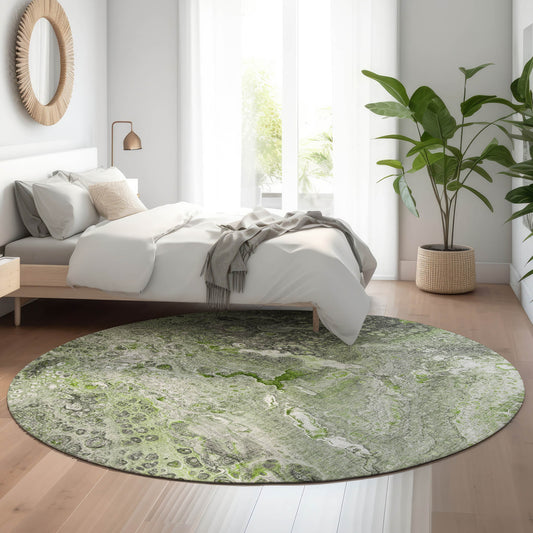 Addison Rugs Mayfield AMF588AL 8 x 8 (ft) Loomed Aloe Round Indoor Geometric Machine washable Pet Friendly Area rug