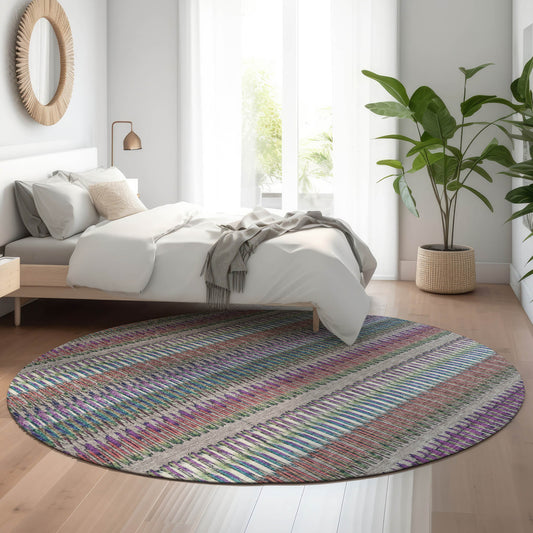 Addison Rugs Mayfield AMF589TP 8 x 8 (ft) Loomed Taupe Round Indoor Geometric Machine washable Pet Friendly Area rug