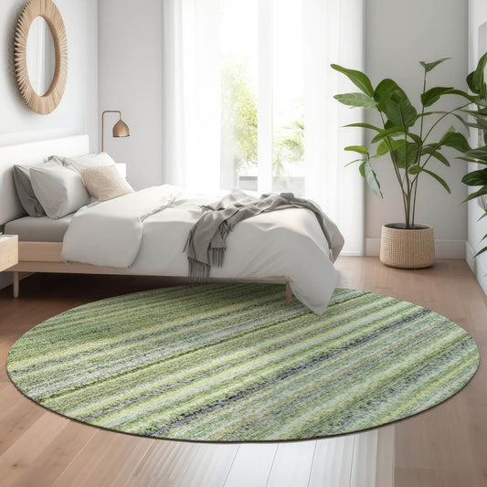 Addison Rugs Mayfield AMF598GE 8 x 8 (ft) Loomed Green Round Indoor Geometric Machine washable Pet Friendly Area rug