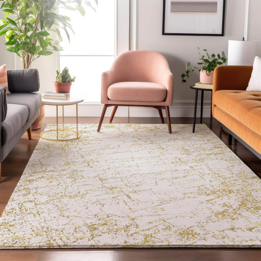 Addison Rugs Mayfield AMF606GO 8 x 10 (ft) Loomed Gold Rectangular Indoor Geometric Machine washable Pet Friendly Area rug