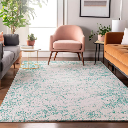 Addison Rugs Mayfield AMF606TE 9 x 12 (ft) Loomed Teal Rectangular Indoor Geometric Machine washable Pet Friendly Area rug