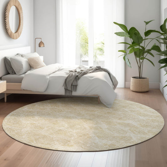 Addison Rugs Mayfield AMF622BG 8 x 8 (ft) Loomed Beige Round Indoor Geometric Machine washable Pet Friendly Area rug