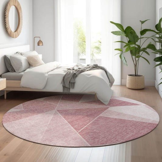 Addison Rugs Mayfield AMF636BL 8 x 8 (ft) Loomed Blush Round Indoor Geometric Machine washable Pet Friendly Area rug