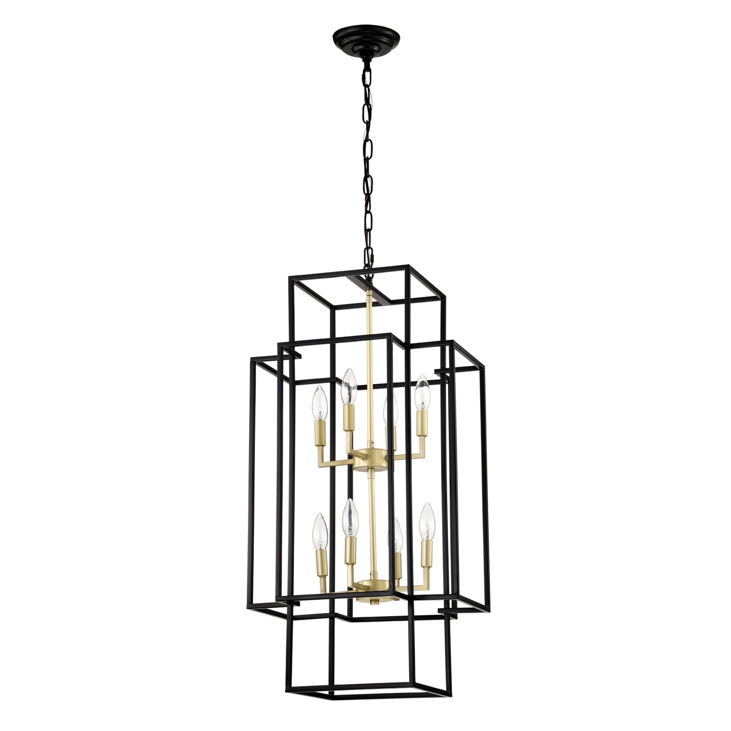 SINOFURN 8 -Light Matte Black Modern/contemporary Beaded For Use in Bedrooms, Dining Rooms, Foyers, Kitchens, Living Rooms Chandelier
