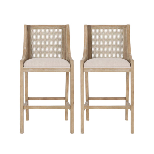 Best Selling Home Decor Beige 30-in H Bar height Upholstered Wood Bar Stool 2 -Pack