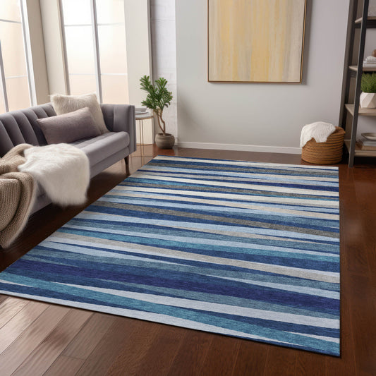 Addison Rugs Chantille ACN997NA 10 x 14 (ft) Navy Rectangular Indoor/Outdoor Geometric Pet Friendly Area rug