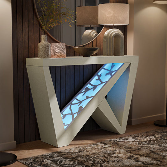 Furniture of America Modern Composite Cream Weave 47.25-in W x 31.75-in H Console table