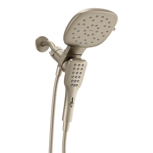 Moen Brushed Nickel Sold separately Multi-function Square Bathtub and shower Faucet (Valve Not Included)