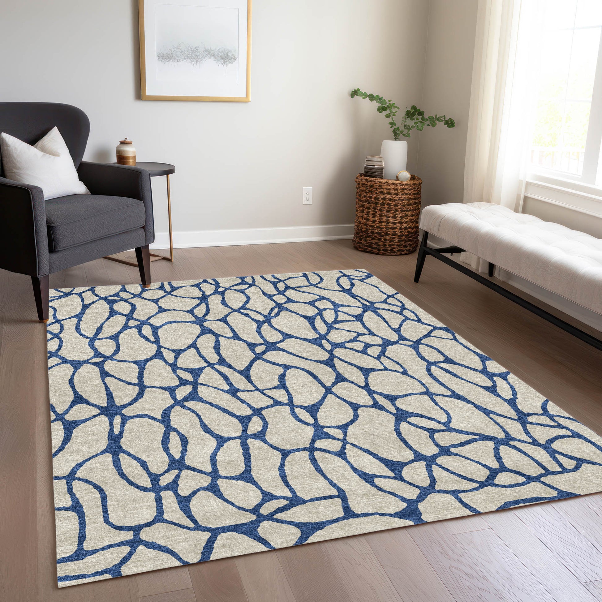 Addison Rugs Chantille ACN1023BG 8 x 10 (ft) Beige Rectangular Indoor/Outdoor Geometric Machine washable Pet Friendly Area rug