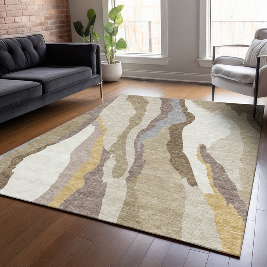 Addison Rugs Chantille ACN1047BG 9 x 12 (ft) Beige Rectangular Indoor/Outdoor Geometric Machine washable Pet Friendly Area rug