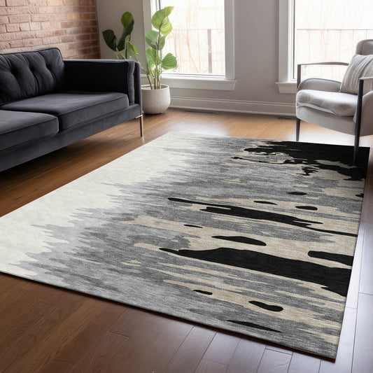 Addison Rugs Chantille ACN1050BK 9 x 12 (ft) Black Rectangular Indoor/Outdoor Geometric Machine washable Pet Friendly Area rug
