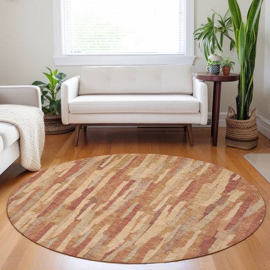 Addison Rugs Chantille ACN1319SM 8 x 8 (ft) Salmon Round Indoor/Outdoor Geometric Machine washable Pet Friendly Area rug