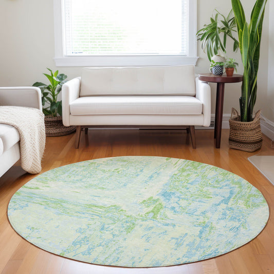 Addison Rugs Chantille ACN1352MZ 8 x 8 (ft) Mint Round Indoor/Outdoor Geometric Machine washable Pet Friendly Area rug