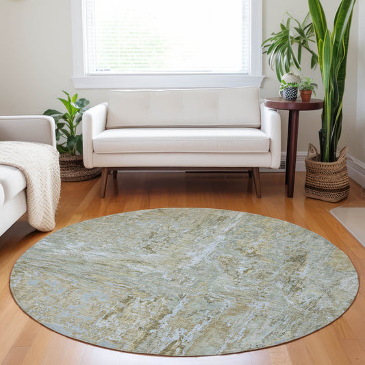 Addison Rugs Chantille ACN1351KH 8 x 8 (ft) Khaki Round Indoor/Outdoor Geometric Machine washable Pet Friendly Area rug
