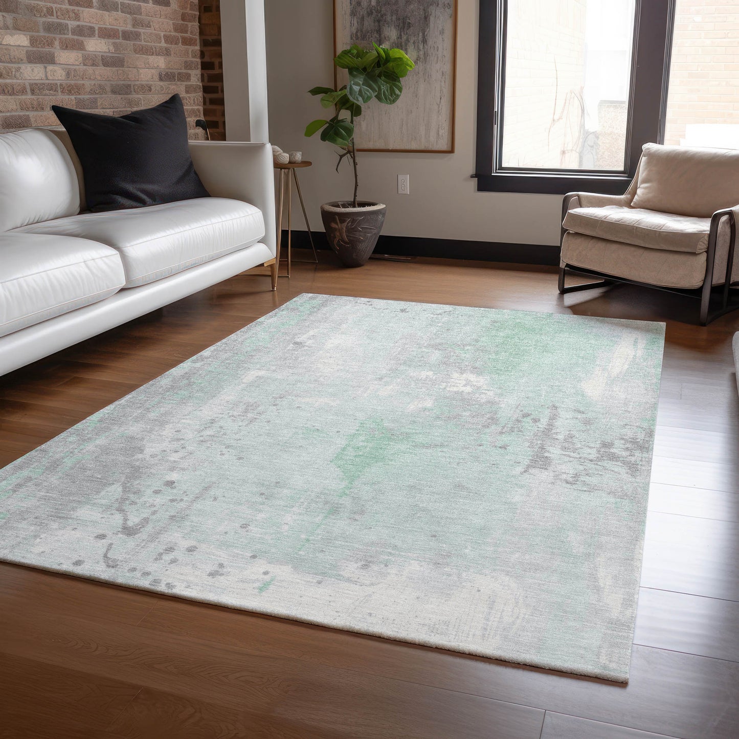Addison Rugs Chantille ACN1840MZ 9 x 12 (ft) Loomed Mint Rectangular Indoor/Outdoor Geometric Machine washable Pet Friendly Area rug