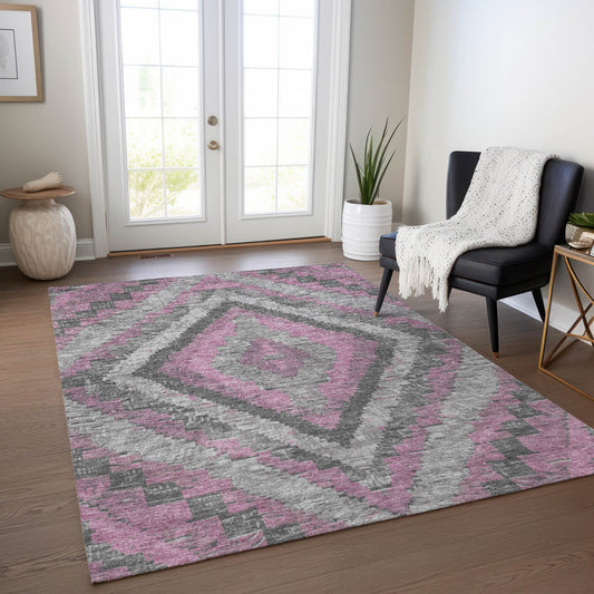 Addison Rugs Chantille ACN1890BL 9 x 12 (ft) Loomed Blush Rectangular Indoor/Outdoor Geometric Machine washable Pet Friendly Area rug