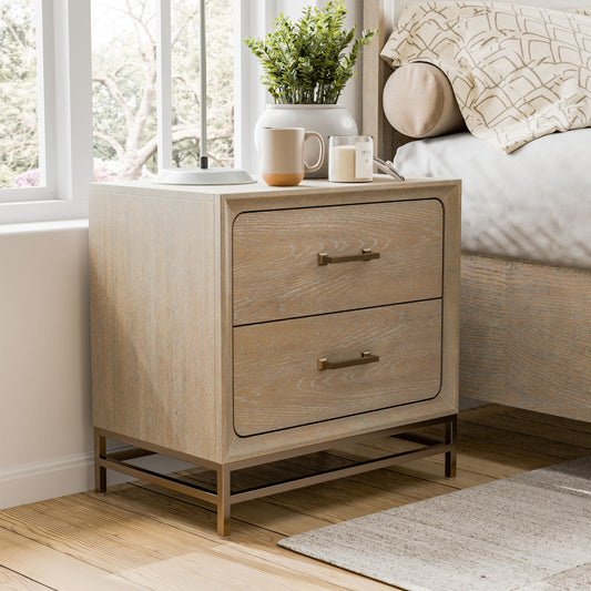 Furniture of America Light Oak 2 -Drawer 27-in W x 27-in H Modern Nightstand