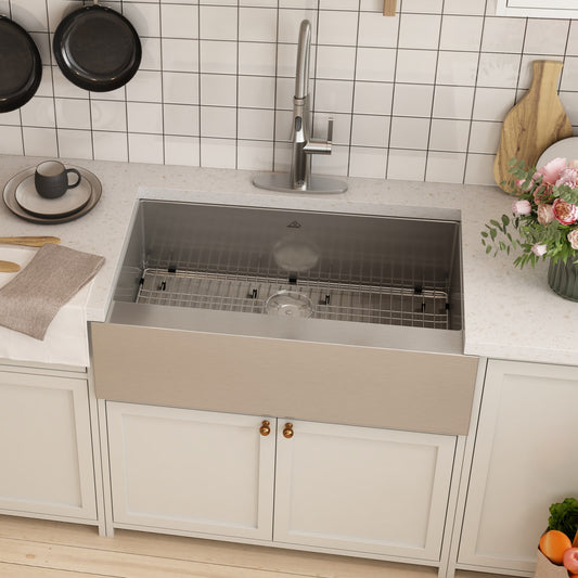 CASAINC Farmhouse apron front 36-in x 22-in Stainless steel Single bowl 18 -Gauge Kitchen Sink