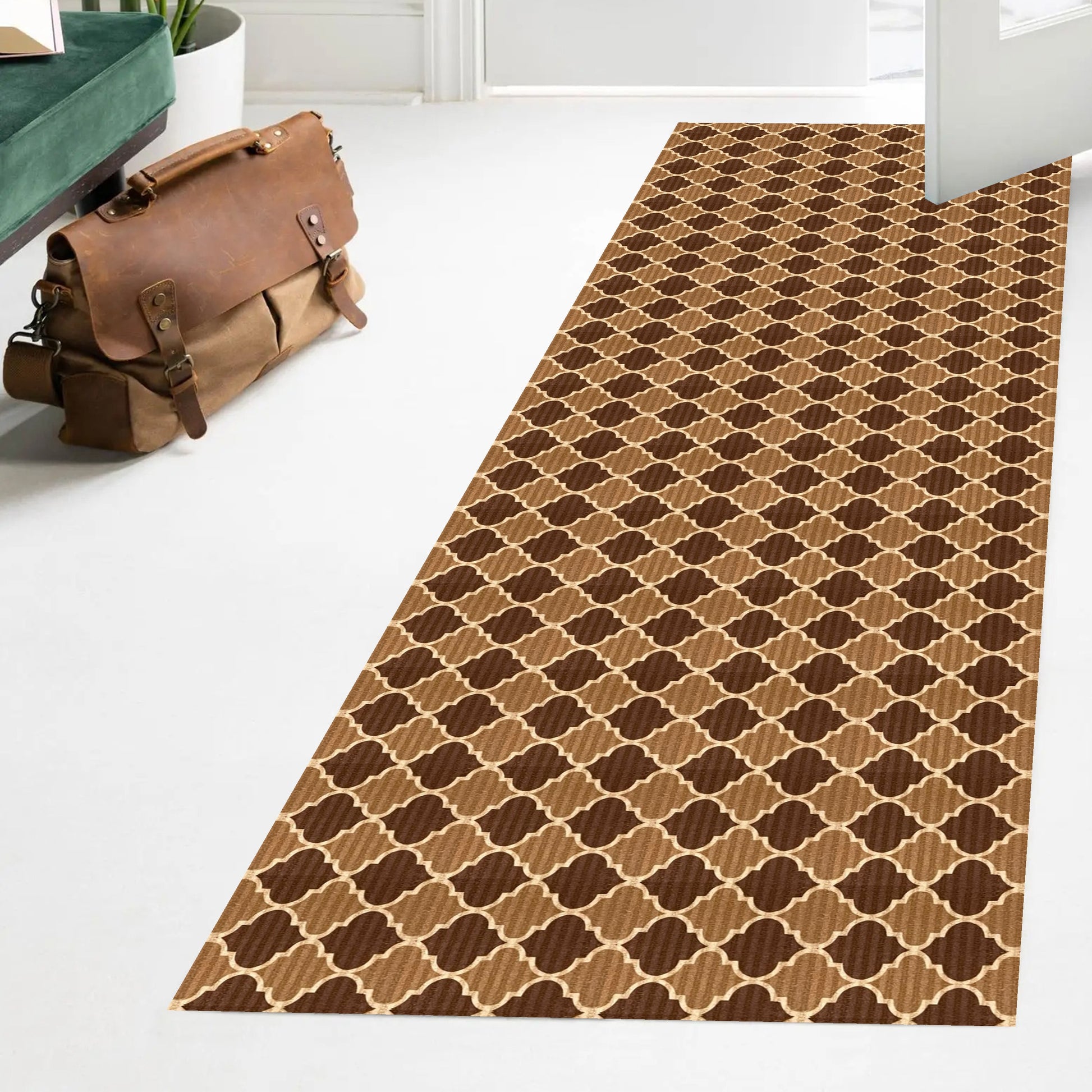 Playa Rug 3 x 36 (ft) Knotted Trellis-Beige Rectangular Indoor/Outdoor Trellis Pet Friendly Runner rug