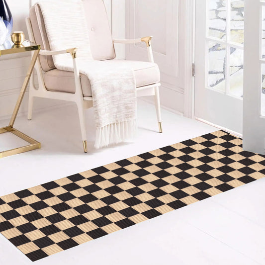Playa Rug 3 x 38 (ft) Check-Black Rectangular Indoor/Outdoor Geometric Pet Friendly Runner rug