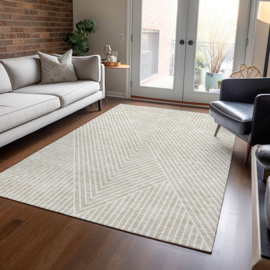 Addison Rugs Chantille ACN937BG 9 x 12 (ft) Loomed Beige Rectangular Indoor/Outdoor Machine washable Pet Friendly Area rug
