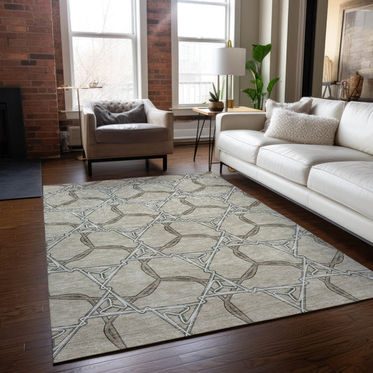 Addison Rugs Chantille ACN959BG 9 x 12 (ft) Loomed Beige Rectangular Indoor/Outdoor Machine washable Pet Friendly Area rug