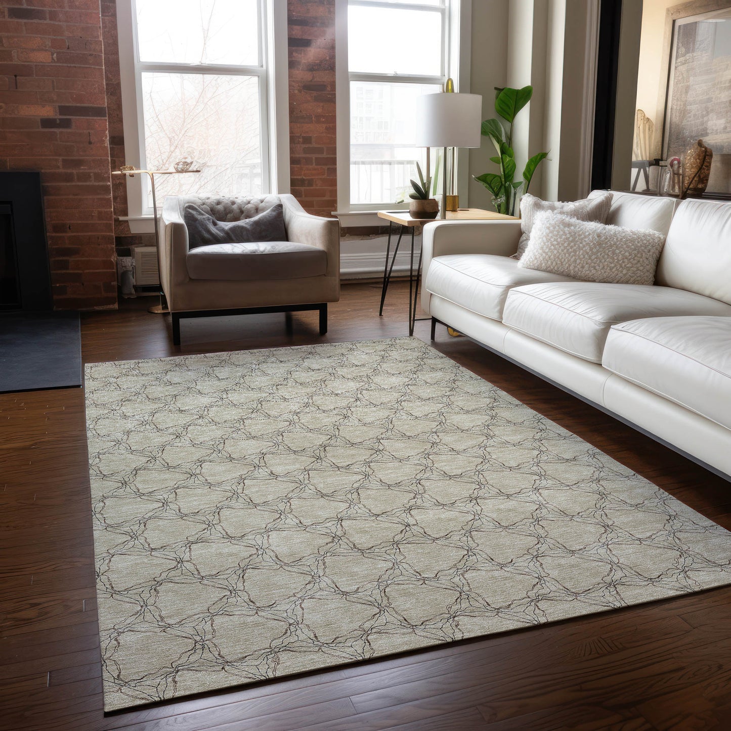 Addison Rugs Chantille ACN960BG 8 x 10 (ft) Loomed Beige Rectangular Indoor/Outdoor Machine washable Pet Friendly Area rug