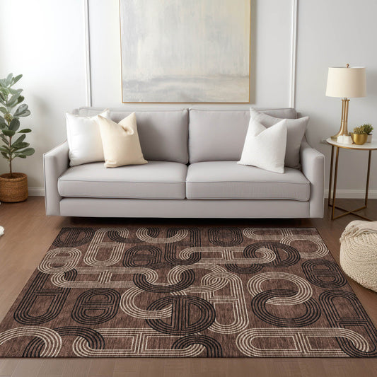 Addison Rugs Chantille ACN967CH 9 x 12 (ft) Loomed Chocolate Rectangular Indoor/Outdoor Machine washable Pet Friendly Area rug