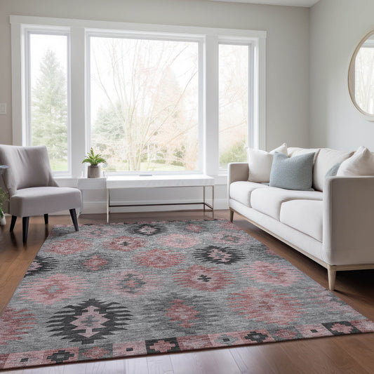 Addison Rugs Chantille ACN983GY 8 x 10 (ft) Loomed Gray Rectangular Indoor/Outdoor Machine washable Pet Friendly Area rug