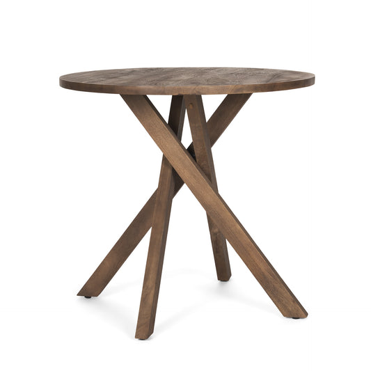 Mercana 32-in W x 30-in H Brown Wood Round Farmhouse End Table Assembly Required