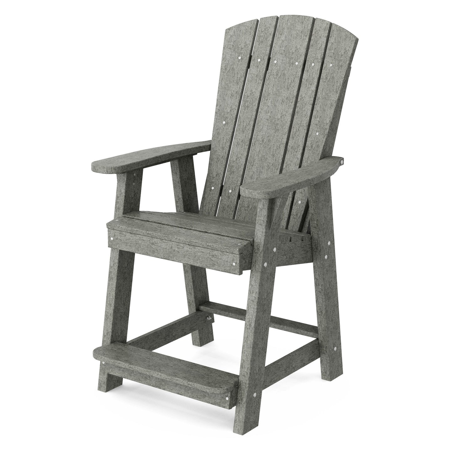 Wildridge Heritage Balcony Dark Gray HDPE Frame Stationary Counter-height Chair with Slat Seat