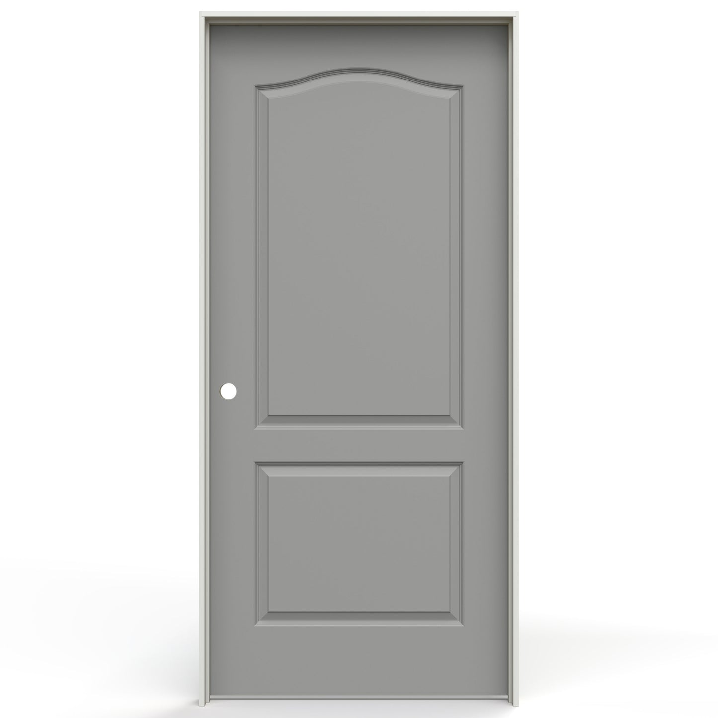 JELD-WEN 32-in x 80-in Gray Pearl Hollow core 2-panel arch top Right hand Smooth Prefinished Molded composite Flat Jamb Single Prehung Interior Door